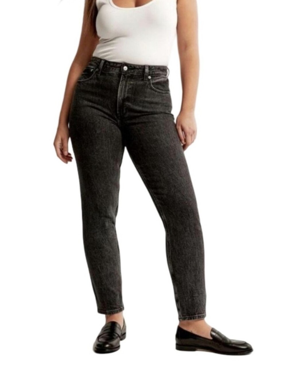 Abercrombie Ultra High-Rise Straight Leg Jeans Washed Black Plus Size 18 New